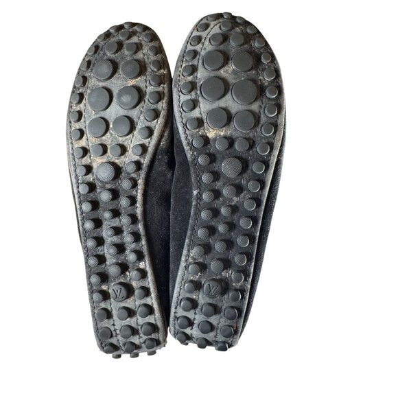 Louis Vuitton Black Suede LV Monogram Buckle Driving Loafer Size 37.5 - Picture 8 of 9